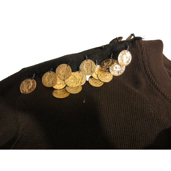 Rocawear Brown Long Sleeve Top Coin Trim Boho Style 3XL - Picture 6 of 16